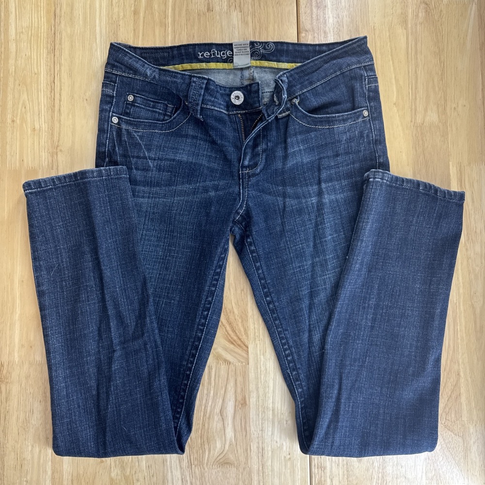 Y2K Retro Vintage Refuge Blue Jeans 2B-2422 Low Rise‎ Straight Stretch Size 7
